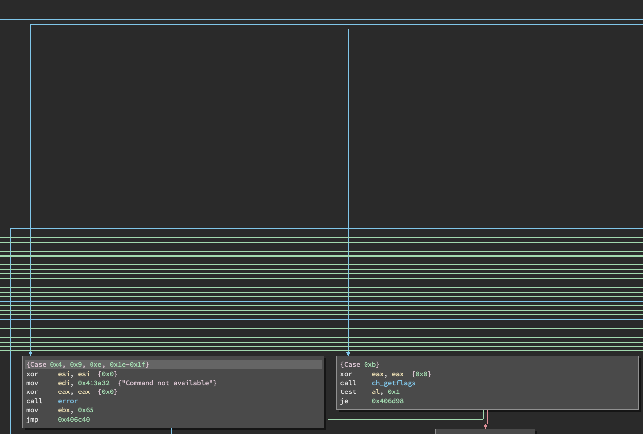 The same part showing "Command not available" is passed to a call to "error" for the above commands