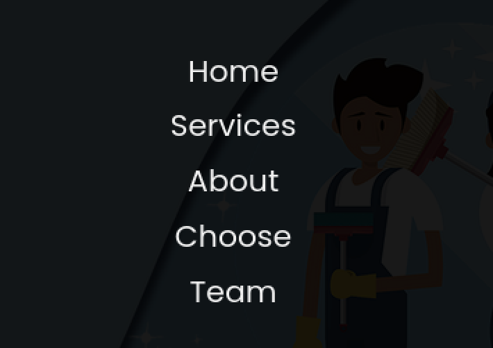The options are "Home", "Services", "About", "Choose", and "Team"